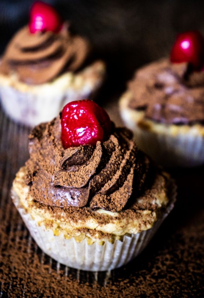 Eggless Peanut Butter Cupcakes with Chocolate Frosting