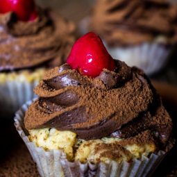 Eggless Peanut Butter Cupcakes with Chocolate Frosting