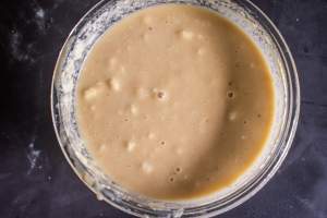 gurer patishapta batter kept in a bowl